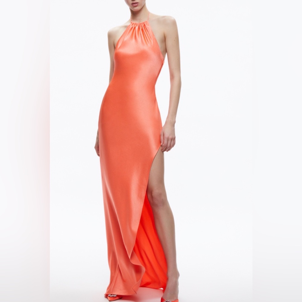 Alice + Olivia Zumi Halter Coral Dress